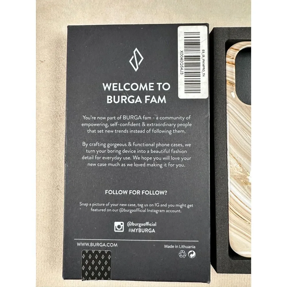 BURGA Full Glam iPhone 14 Pro Tough Case Beige Gold Marble Protective New Box